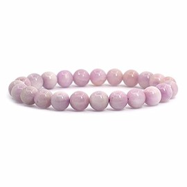 Natural Kunzite Gemstone 8mm Round Beads Stretch Bracelet 7" Unisex