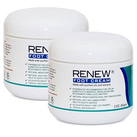 KPW Laboratories Renew - Crema para pies secos y agrietados, paquete de 2 unidades, cuidado de pies totalmente natural para mujeres y hombres, crema r