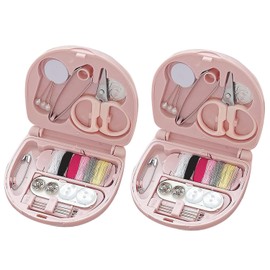 2 Portable Sewing Boxes, DIY Sewing Accessories, Mini Travel Sewing Kit, Portable Sewing Tool, Mini Travel Sewing Needles for Adults, Beginners, Home Use (Pink)