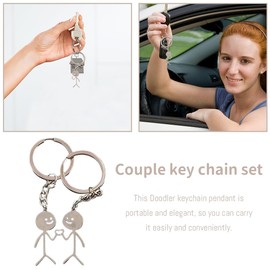 JEYORZY Pack of 2 Heart Shaped Keychains, Stickman Sign Language, Unique Gifts for Bags