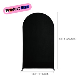 Elecoman 6.6FTWedding Arch Cover,Spandex Fitted Chiara Arch Backdrop Stand Covers,2-Sided Round Top Arch Cover Backdrop Fabric for Wedding Ceremony Birthday Party Baby Shower Banquet Decoration(Black)
