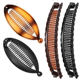Aoliandatong 4 pcs Banana Hair Clips Set, Vintage Fishtail Hair Clip French Banana Clip Classic Clincher Combs Ponytail Holder Clincher Combs Tool Suitable for Women Girls Long, Curly or Straight Hair