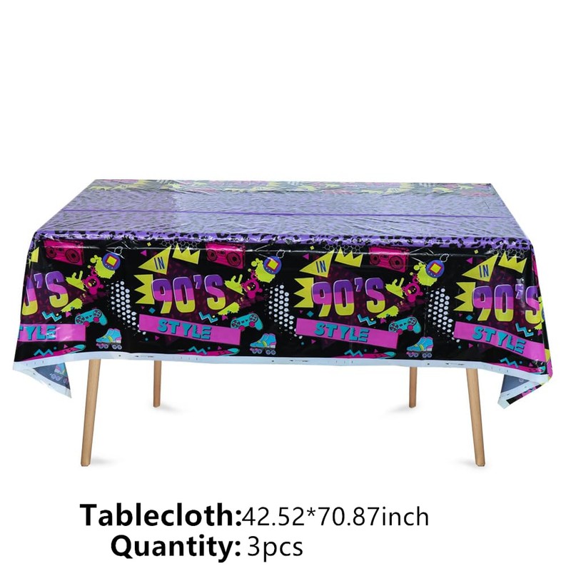 3pcs 80s 90s Birthday Party Set Supplier, Black Old Style