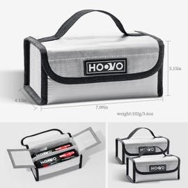 HOOVO Lipo Battery Bag, Fireproof Explosionproof Lipo Battery Storage Protector Guard Safe Bag for DJI Battery/RC Battery - 2 Pack, 180 * 105 * 80mm, Accommodate 4pcs Battery