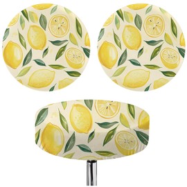 CREATCABIN 2 Packs Bar Stool Cover Round Seat Covers Stool Slipcover Round Stool Polyester Dustproof Washable Bar Decoration Printed Jacquard Display with Elastic for Bar Shop Home 13 Inch Lemon