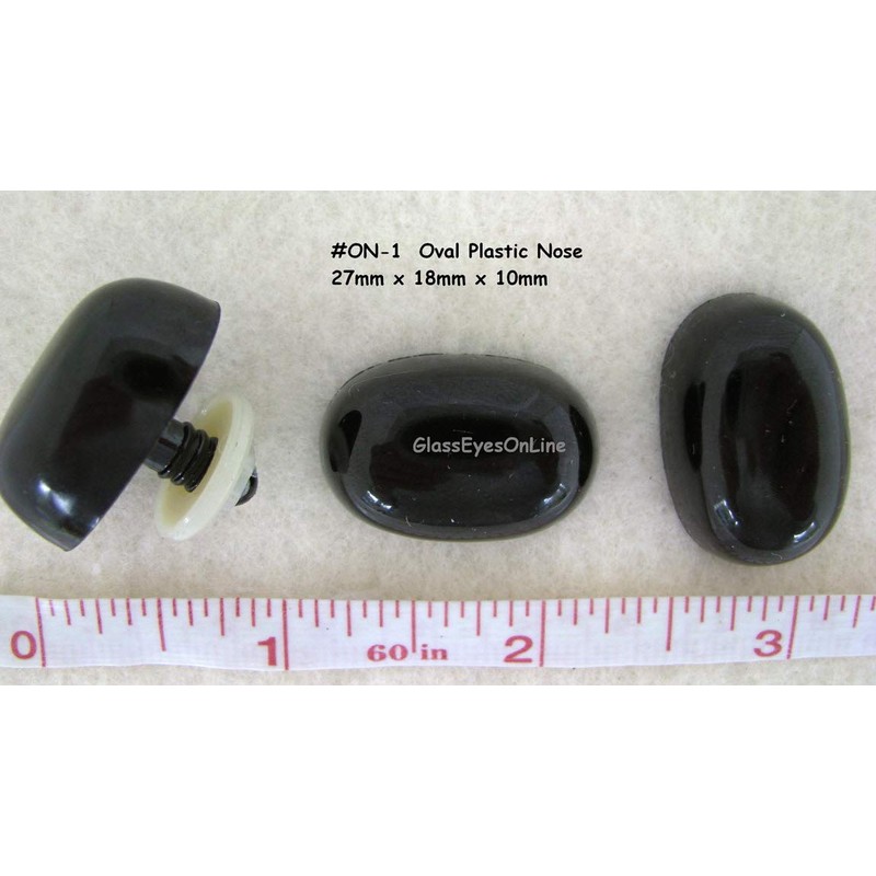 Oval Safety Noses Buttons Eyes 6 Pieces (Black, 27mm)