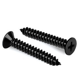 #6 x 1-1/4" Flat Head Wood Screw, Sheet Metal Screws, Stainless Steel 18-8 (304), Black Finish, 100 PCS
