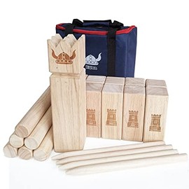 Kubb Game Set, Rubber Wooden Viking Toss Game with Carrying Bag