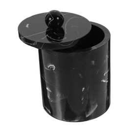 LABRIMP European Style Marble Texture Makeup Ink Black Swab Organizer with Cover for Storage of Cotton Swabs Toothpicks Accessories Space Saving Design for Home Use