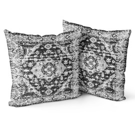 Fjdcslwx Boho Black Throw Pillow Covers 18x18 inch Set of 2 Monaco Rug Persian Carpet Double Sided Pattern Cotton Soft Pillow Case Cushion Cover Pillowcase for Couch Sofa Bed Decorative