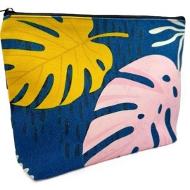 Unbranded Tropical Leaf Modern Monstera Leaves Zippered Pouch Cosmetics Makeup Travel Bag
