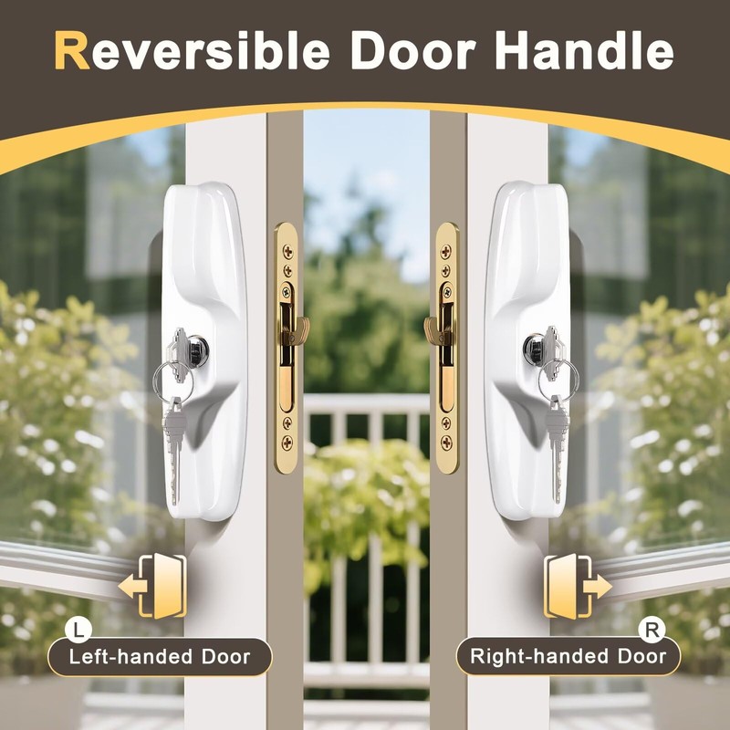 Knobonly Keyed Patio Sliding Door Handle Set, Replacement Slider Handle