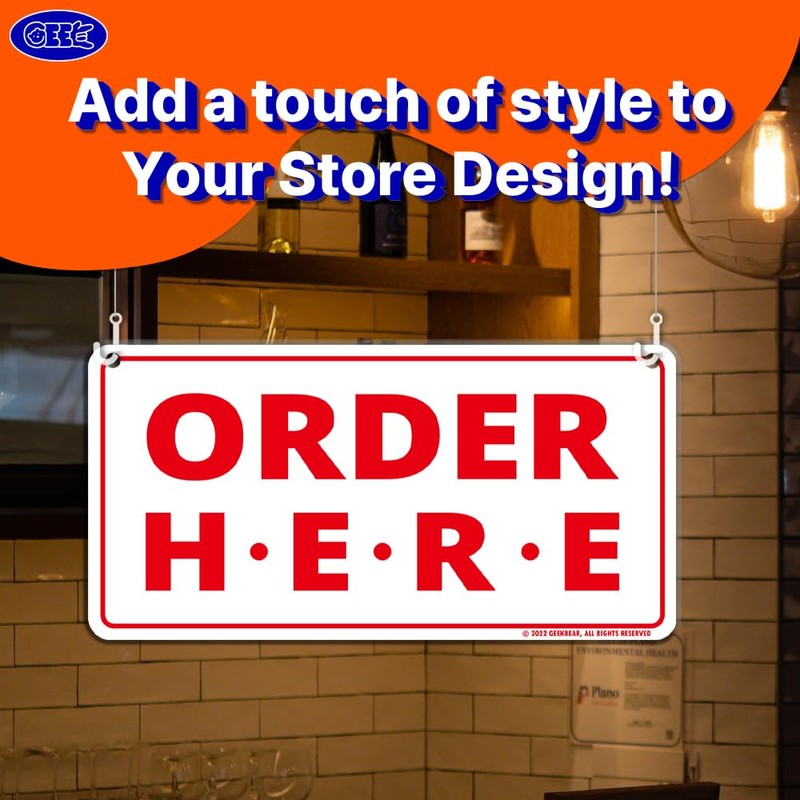 GEEKBEAR Order Here and Pick Up Here Signs (White) -