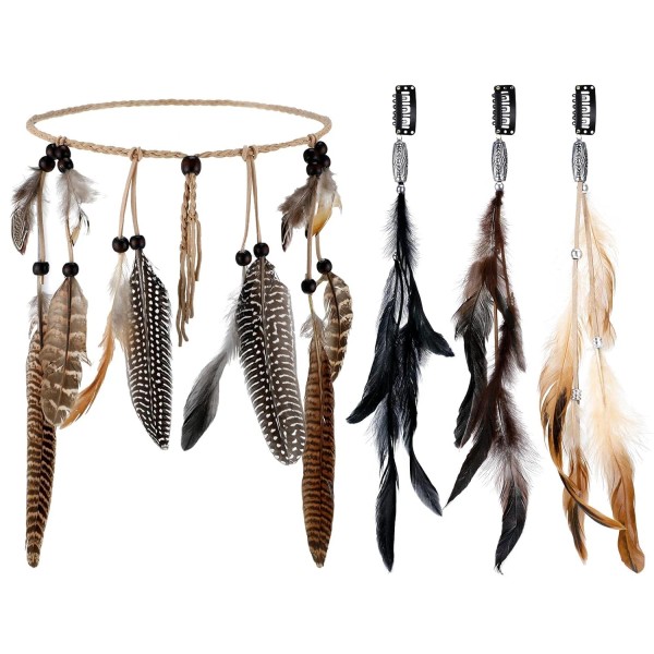 Does not apply 4 Pack Boho Feather Hair Clips &