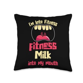 Health Enthusiast Food Lover, Fitness Milk Into My Mouth Throw Pillow, 16x16, Multicolor