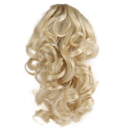 Onedor 12" Synthetic Fiber Natural Textured Curly Ponytail Clip In/On Hair Extension Hairpiece (613#-Bleach Blonde)