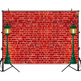 Sensfun Red Brick Wall Street Backdrop Christmas Brick Wall Photography Backdrops Boy Girl Birthday Baby Shower Party Decorations Supplies Red Brick Photo Booth Background Prop 7x5ft