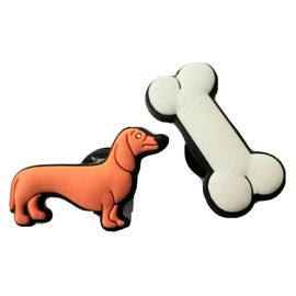 Unbranded Dachshund / Wiener Dog & Bone 2pc Shoe Charm Set! Cute! NEW! For Shoes, Bracel
