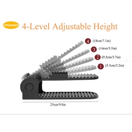 Yagizaai Bayou Shoe Slots, 8 PCS Shoes Slots Organizer, 4-Level Adjustable Shoe Stacker, Upgraded Shoe Space Saver, 50% Space-Saving Shoe Holders(Black)