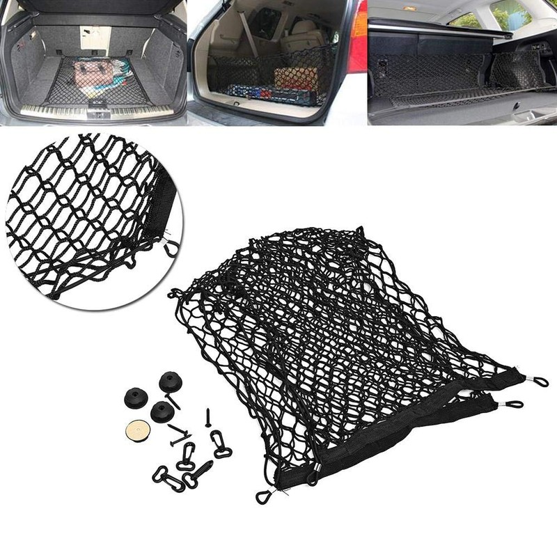 Car Trunk Storage Net, 100x40cm Cargo Nylon Net Elastic Nylon
