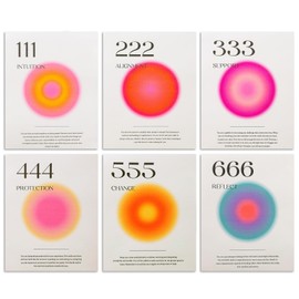 Neekep Angel Number Poster Set of 6, Aesthetic Minimalist Aura Poster with Inspirational Quotes, Aesthetic Posters with Gradient Color for Bedroom Living Room, Study Room, Office, 8 x 10 in
