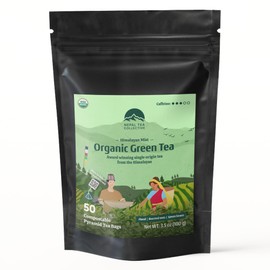 NEPAL TEA Organic Green Tea Bags from the Himalayas - 50 Pyramid Tea Bags, Single Origin from a Family Farm - Green Tea Bags with Loose Leaf Tea Inside (Himalayan Mist)