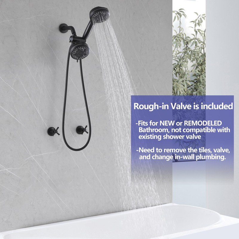 CISTPOFS 2 Handle Shower Faucet Matte Black, 2 in 1