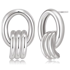 KUMIKUMI 925 Sterling Silver Statement Dangle Drop Earrings for Women - Hypoallergenic Lightweight Geometric Knot Earrings - Trendy and Stylish