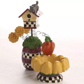 Factory Direct Craft Grouping of 4 Resin Painted Fall Flower and Birdhouse Figurines