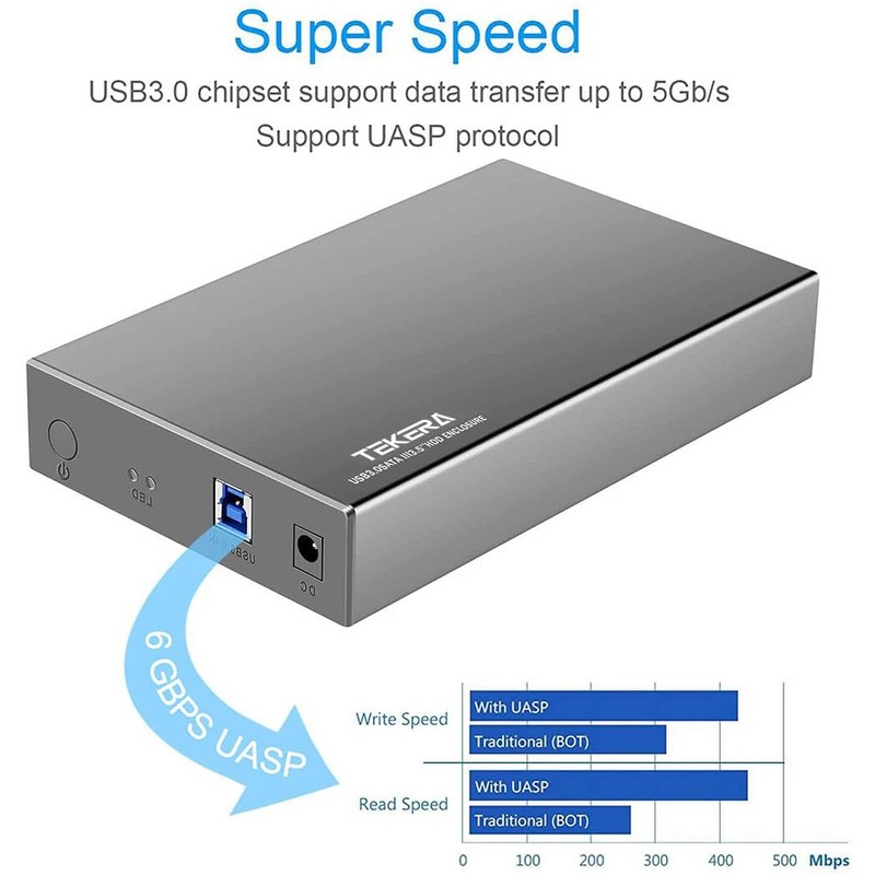 TEKERA Hard Drive Enclosure,USB 3.0 / USB C to SATA
