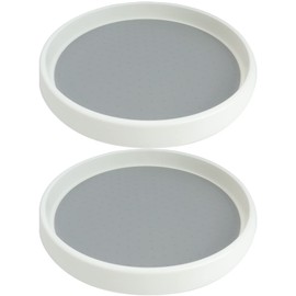Roellgs 2 Pack of 25cm Lazy Carousel Cupboard Organiser, Rotating Spice Rack for Kitchen, Countertop, Table, Shelf and Fridge, BPA Free