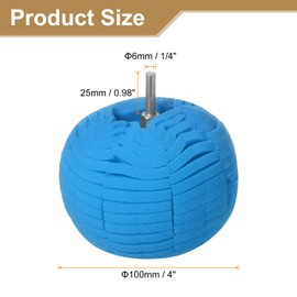 HARFINGTON Ball Buffing Polishing Pads 4 Inch Heavy Cut Sponge Car Wheel Polishers Detail Polisher Tool with 1/4" Dia Shank for Automotive Car Metal Plastic Ceramic, Blue
