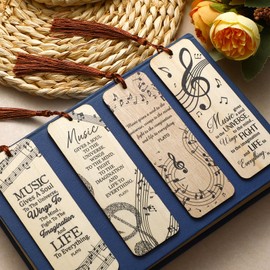 Skyygemm 24 Pcs Music Inspired Bookmarks Music Lover Gifts Plato on Musical Bookmark Natural Wood Musical Clef Book Mark for Book Lovers Teacher Graduation Retirement Birthday Party Favors