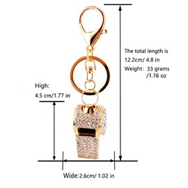 1 Pack Sports Whistle Rhinestone Car Key Chain Ring Gift Bag Buckle Holder for Girlfriend Boyfriend Colleagues (White)