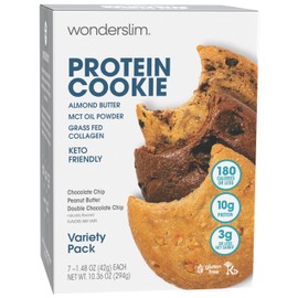 Wonderslim Protein Cookie, Variety Pack, Keto friendly, Low Carb, Gluten Free (7ct)