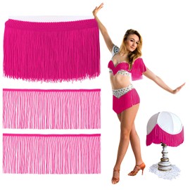 Suncalla 10 Yards 6 Inch Chainette Fringe Trim Tassel Sewing Trim for Costumes, Dance Dresses, Latin Dresses, Lamp Shades Decoration, DIY Crafts(Rose Red)