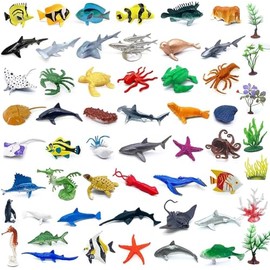 56 Animales De Juguete, Animales Marinos y Animales De La Selva, Set Educativo con Modelos Detallados, Material De Plástico Duradero, Ideal para Apren