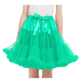 Women Puffy Petticoat 3 Layer Skirts Slip Vintage 50s Tutu Tulle Crinoline Elastic Waist Band Underskirt for Rockabilly, Lightgreen, One Size