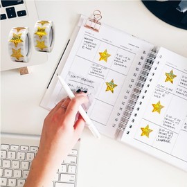 1000 PCS Holographic Star Stickers, YIFARUBE 2.5 CM Shiny Sparkle Gold Star Stickers for Kids Reward in School Classroom Supplies for Students and Teachers