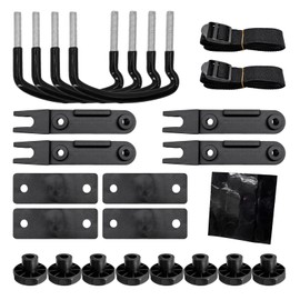 NYTKL 4PCS Roof Box U-Bolt Clamps, Stainless Steel Rooftop Cargo Carrier Rack Bolts w/ 8 Lock Nuts 2 Straps, 82mm Internal Width Roof Rack U-Bracket Clips Car Mounting Fitting Kit