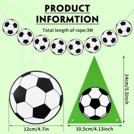 Soccer Happy Birthday Decoration, 4 Pieces Soccer Pennant Flag Banner,Soccer Theme Party Backdrop Football Flags Bunting Banners for Boys Girls Birthday Decoration.