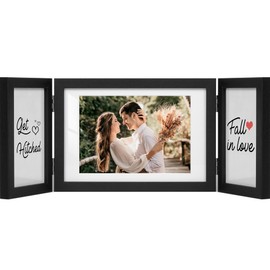 Sonefreiy Picture Frame 5x7 4x6 Multi Black Trifold 3 Photo Collage Frame Wood for Desk and Wall Family Friends Gift