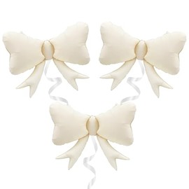 Elaliyi Bow Balloons 3 Pcs Large Bow Balloons Bow Party Decorations Macaron Bow Theme Birthday Party (off white)