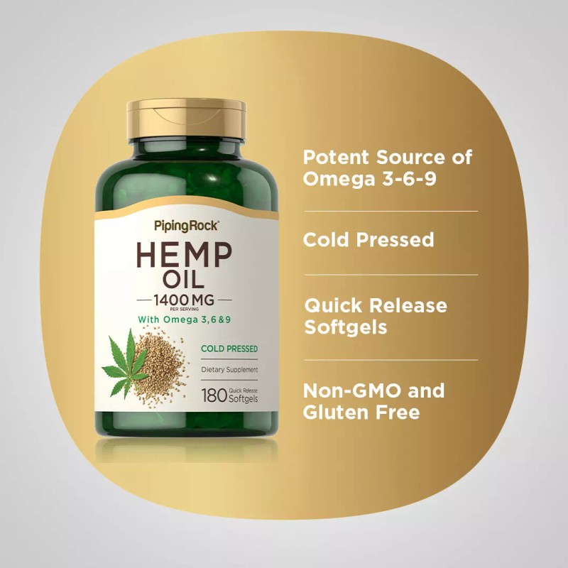 Piping Rock Hemp Oil Capsules 1400mg | 180 Softgels |