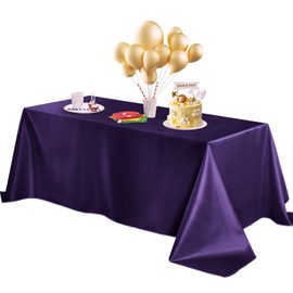 Horbaunal Purple Satin Tablecloth 60 x 84 Inches Rectangle Table Cloth Bright Silky Table Cover Overlay Dining Tablecloths for Wedding Party Banquets