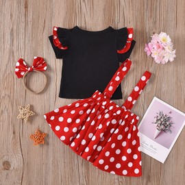 Lito Angels Minnie Mouse Fancy Dress Costume Suspender Skirt Set with Bow Headband for Infant Baby Girls Age 6-12 Months
