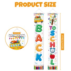 Welcome Back To School Banner Decorations 70.8x11.8Inch, First Day of School Backdrop Sign Flag Photography Background for Kids Class Student Congratulations School Classroom Decorations Prom Supplies