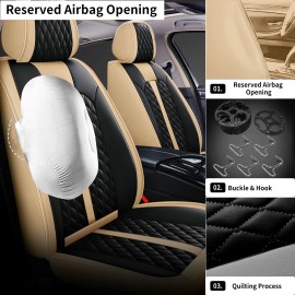 Unbranded Luxury Front Row Car 2-Seat Cover PU Leather Cushion Pad For GMC YUKON 2007-2024