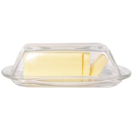 Kangaroo Crystal Glass Butter Dish with Lid, BPA Free, Serving Dish for Butter, Cream Cheese & Small Fruits, Clear Tray, Butter Dish for Refrigerator & Countertop