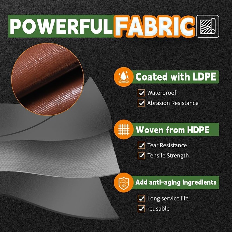 RAINDEWAY 8x8 Feet Super Heavy Duty 18 Mil Brown Poly
